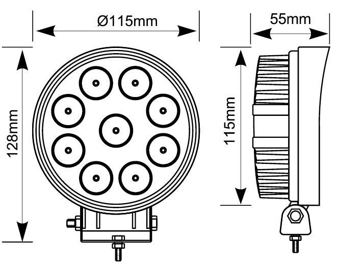 Phonocar 07311 Faro addizionale rotondo impermeabile con 9 LED EPISTAR da 1750 Lm - TechSoundSystem.com