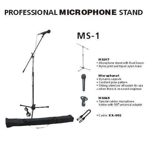 EXTREME MS1 MICROFONO VOCE ON/OFF + ASTA MICROFONICA + BORSA + CLAMP + CAVO CANNON XLR MASCHIO FEMMINA IN BUNDLE