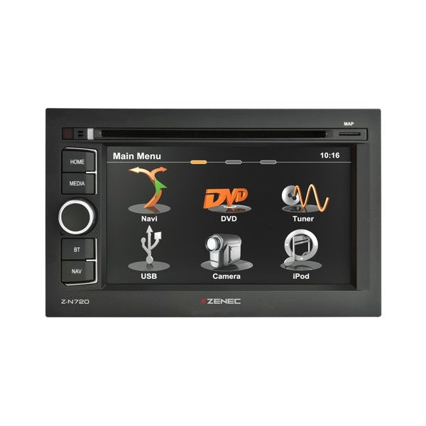 ZENEC Z-N720 autoradio 2 DIN con GPS, bluetooth DVD, USB mappe comprese - TechSoundSystem.com