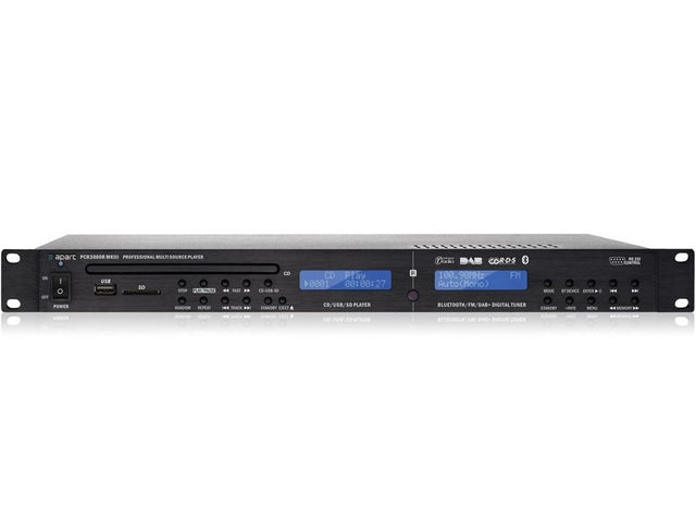 APART PCR 3000R MKIII LETTORE CD - USB - SD CARD CON BLUETOOTH E RADIO FM IN FORMATO RACK 1U - TechSoundSystem.com