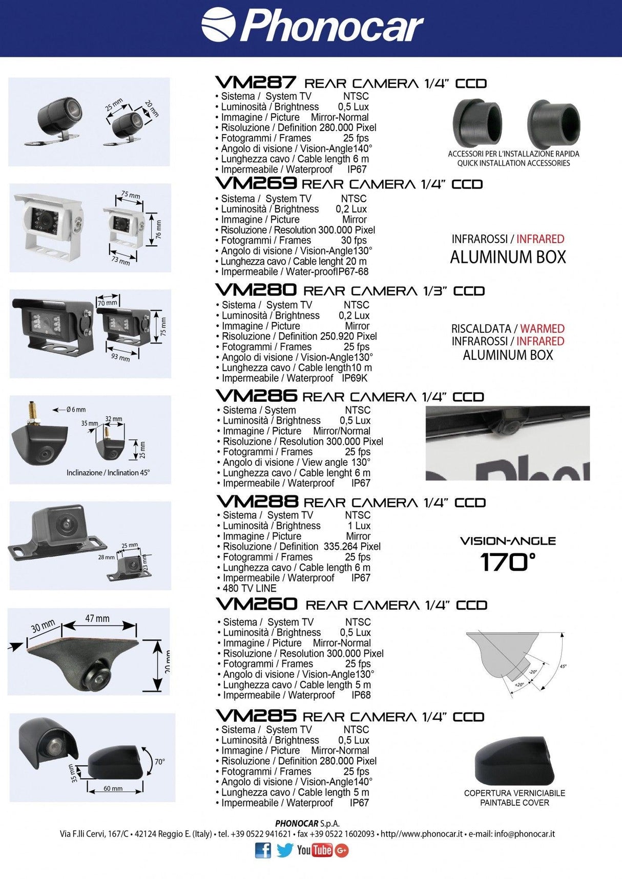 Phonocar VM287 Retrocamera 1/4” CMD - TechSoundSystem.com