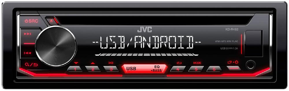 JVC KD-R492 autoradio 1 DIN sintolettore CD con USB/AUX frontali - TechSoundSystem.com