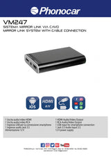 Phonocar VM247 Sistema Mirror Link USB collegamento via cavo universale - TechSoundSystem.com