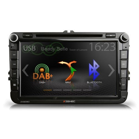 Zenec Z-E2050 autoradio 2 din specifica per VW, SEAT, SKODA 3D navi, DAB+ Bluetooth - TechSoundSystem.com