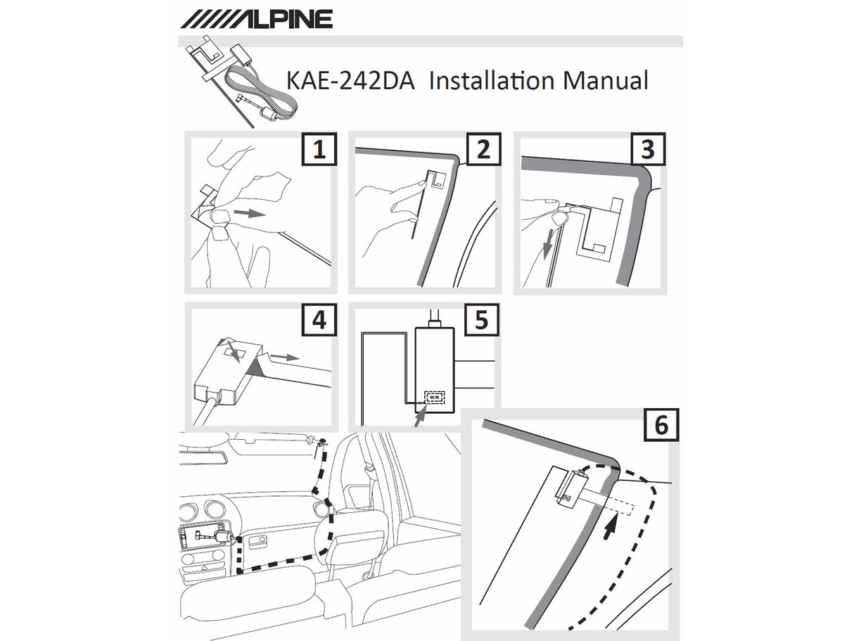 Alpine KAE-242DA Antenna Attiva DAB da vetro per ricevitori DAB/DAB+/DMB - TechSoundSystem.com