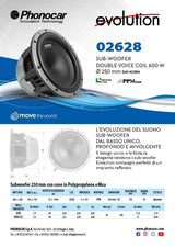 Phonocar 02628 Subwoofer Evolution 600W 250mm (10'') POTENTISSIMO!! - TechSoundSystem.com