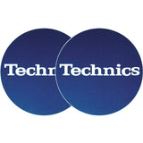 TECHNICS SLIPMATS TAPPETINI GIRADISCHI LOGO TECHNICS - BLU E BIANCO COPPIA TAPPETINI - TechSoundSystem.com