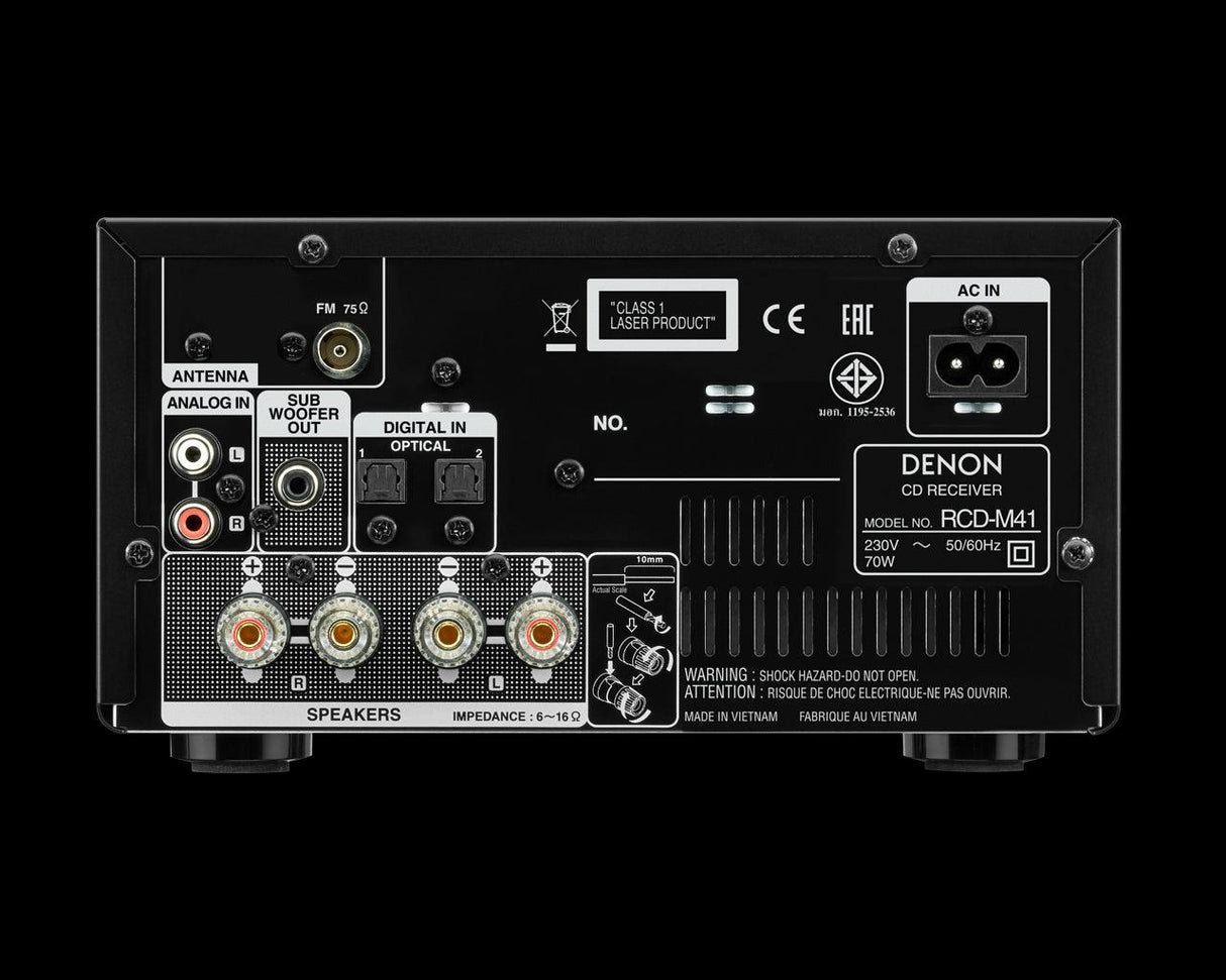 DENON RCD-M41 Sintoamplificatore Micro HiFi con CD, Bluetooth e Radio,NERO - TechSoundSystem.com