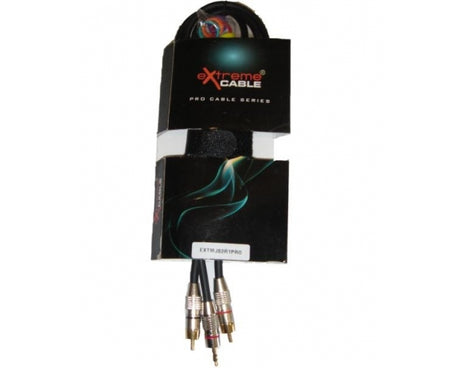 EXTREME 1MJS2R1PRO MINI JACK STEREO 1/8" 3,5MM-2 RCA MASCHI 1MT CONNETTORI SMONTABILI + SET ANELLINI COLORATI IDENTIFICATIVI PER CONNETTORE - TechSoundSystem.com