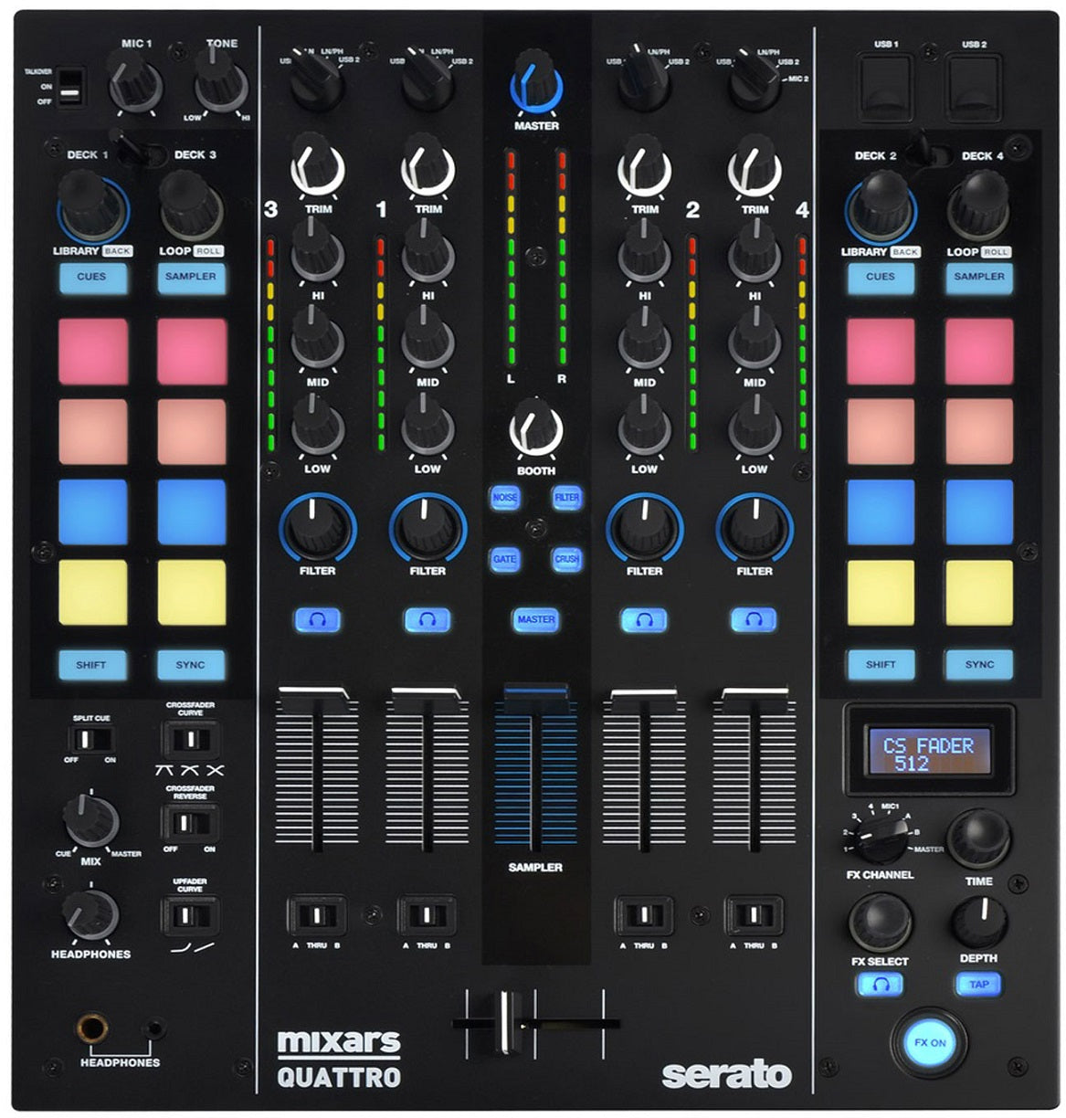 MIXARS QUATTRO MIXER PER DJ 4 CANALI PER SERATO 4 EFFETTI 16 PAD