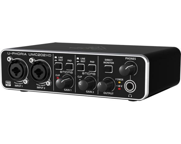 BEHRINGER UMC202HD INTERFACCIA AUDIO 2X2 SCHEDA USB 24 BIT 192 KHZ PREAMPLIFICATORI MICROFONICI MIDAS PHANTOM POWER +48V - TechSoundSystem.com