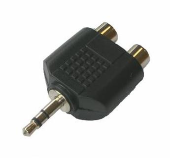 Adattatore 2 prese RCA - spina mini Jack 3,5 mm stereo HY1745 Master Audio in ABS e metallo