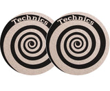 TECHNICS SLIPMATS TAPPETINI GIRADISCHI LOGO SPIRALE SILVER - NERO E ARGENTO COPPIA TAPPETINI - TechSoundSystem.com