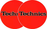 TECHNICS SLIPMATS TAPPETINI GIRADISCHI LOGO TECHNICS ORANGE - NERO E ARANCIONE COPPIA TAPPETINI - TechSoundSystem.com