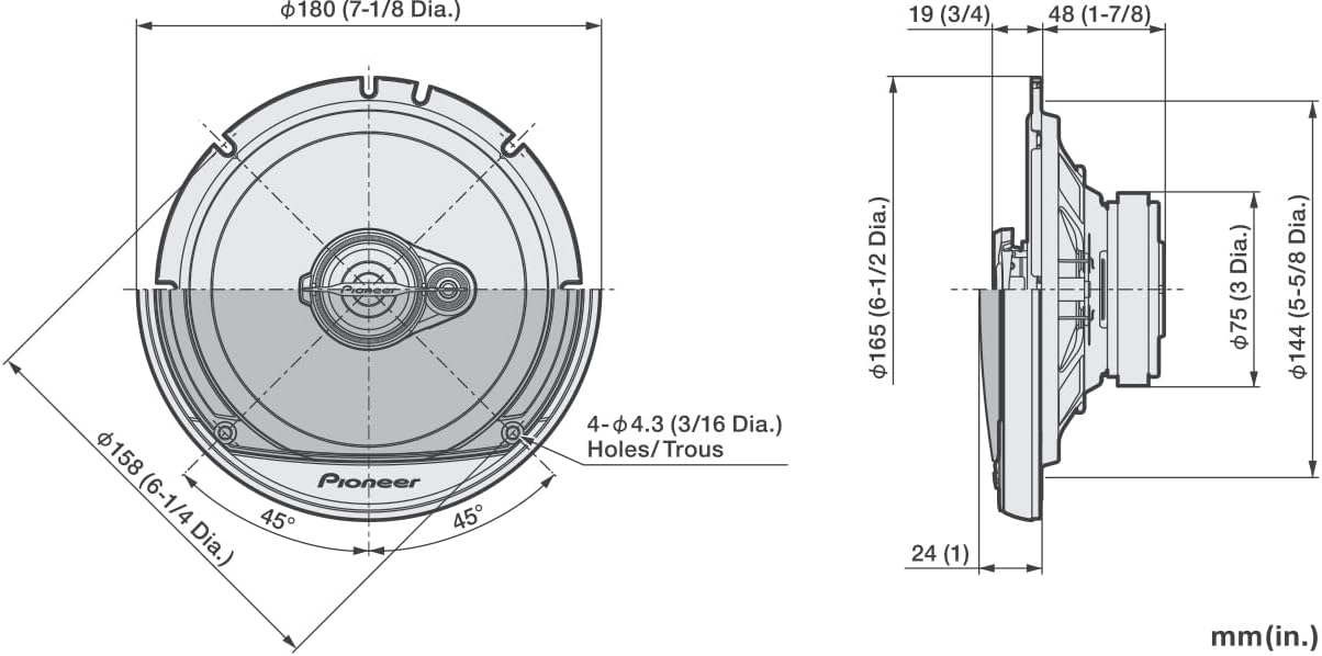 Pioneer TS-A1671F Diffusori per auto a 3 vie coassiali da 16,5 cm (320 W) - TechSoundSystem.com