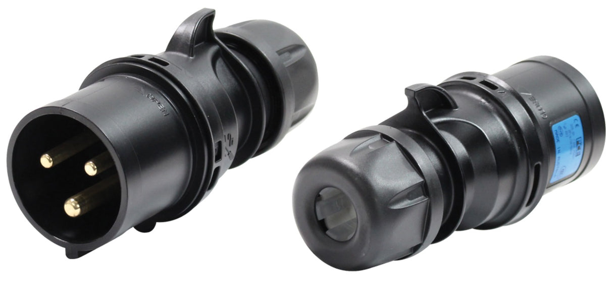 PCE-023-6X SPINA CEE 32A 3P (1P+N+T) 230V IP44 3POLI MASCHIO NERA MIDNIGHT SERIE BLACK PLUG - TechSoundSystem.com