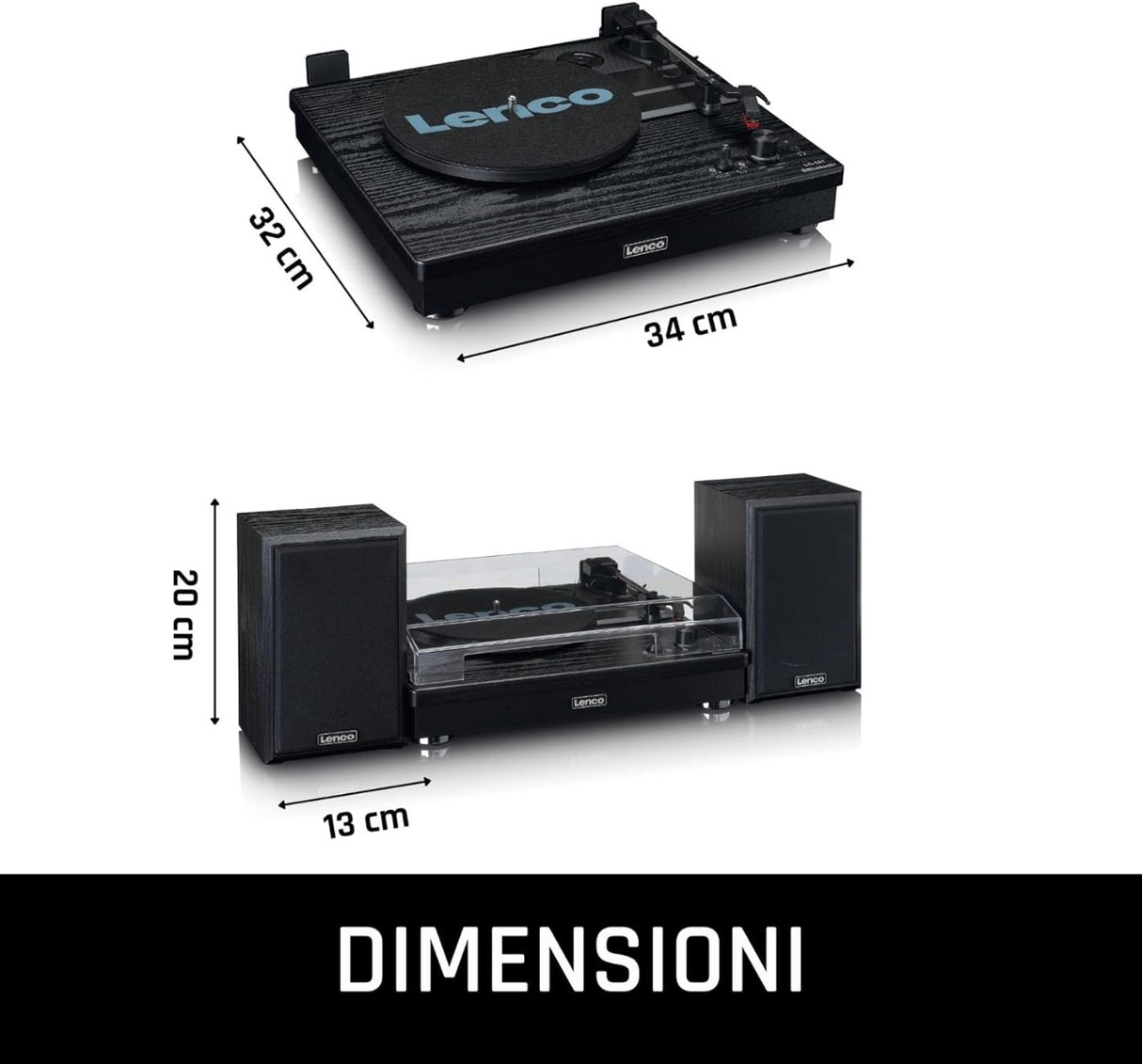 Lenco LS-101 BLACK Giradischi amplificato con Bluetooth Amplificatore stereo integrato 10W x 2 - TechSoundSystem.com