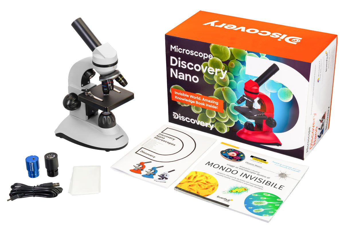 Microscopio digitale Levenhuk Discovery Nano Polar con libro - TechSoundSystem.com