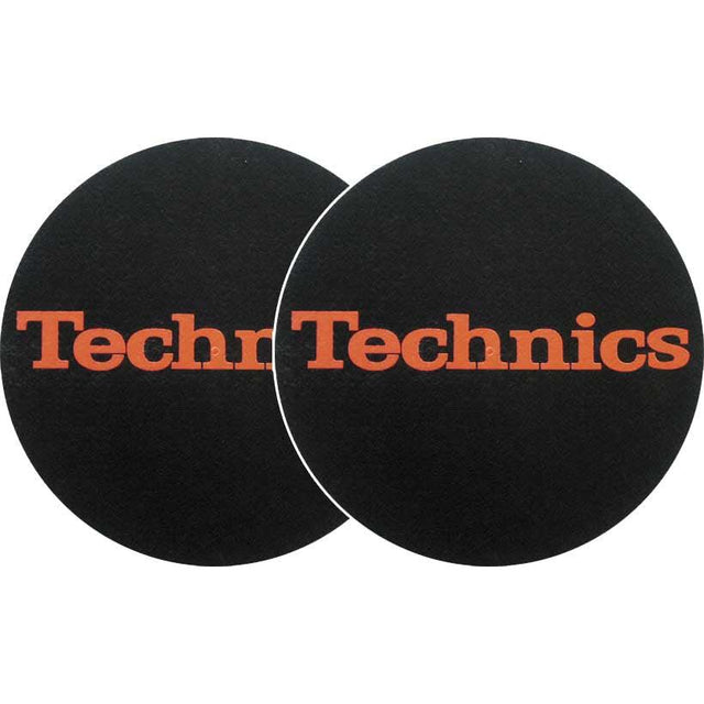 TECHNICS SLIPMATS TAPPETINI GIRADISCHI COLORE NERO LOGO ROSSO COPPIA TAPPETINI - TechSoundSystem.com