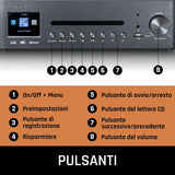 Lenco MC-460 Sistema all-in-one Giradischi con trazione a cinghia, Lettore CD, MP3 Smart internet radio, DAB+,FM Bluetooth 5.0 - TechSoundSystem.com