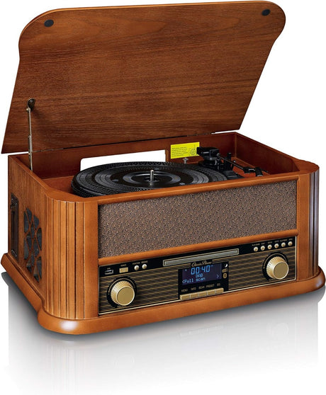 Lenco TCD-2570 Giradischi in legno, connessione USB, Radio e DAB+