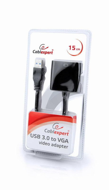 CABLEXPERT USB3 TO VGA VIDEO ADAPTER, BLACK, BLISTER - TechSoundSystem.com