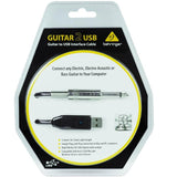 BEHRINGER GUITAR 2 USB INTERFACCIA AUDIO USB - JACK 6.35MM 5 METRI 44.1/48 KHZ PER BASSO-CHITARRA GUITAR2USB PLUG & PLAY PC MAC DAW - TechSoundSystem.com