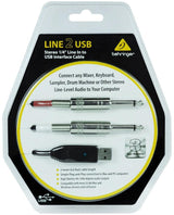 BEHRINGER LINE 2 USB INTERFACCIA AUDIO USB - 2 JACK 6.35MM 2 METRI 44.1/48 KHZ PER CHITARRA LINE2USB PLUG & PLAY PC MAC DAW - TechSoundSystem.com