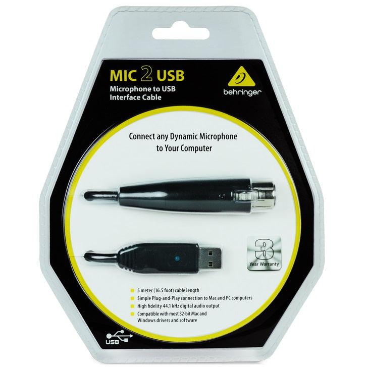 BEHRINGER MIC 2 USB INTERFACCIA AUDIO USB-XLR 5 METRI 44.1/48 KHZ PER MICROFONO MIC2USB PLUG & PLAY PC MAC DAW - TechSoundSystem.com