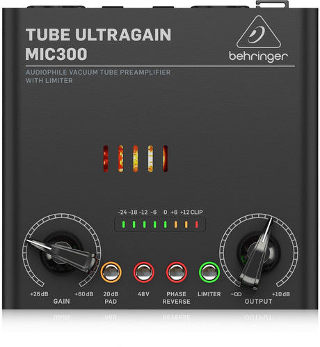 BEHRINGER MIC300 TUBE ULTRAGAIN PREAMPLIFICATORE MICROFONICO VALVOLARE CON LIMITATORE - TechSoundSystem.com