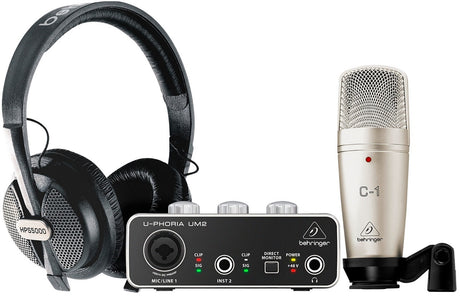 BEHRINGER U-PHORIA STUDIO BUNDLE INTERFACCIA AUDIO USB UM2 + MICROFONO C1 + CUFFIE HPS5000