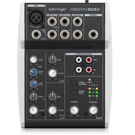 BEHRINGER XENYX 502S MIXER 5 INGRESSI CON INTERFACCIA STREAMING USB