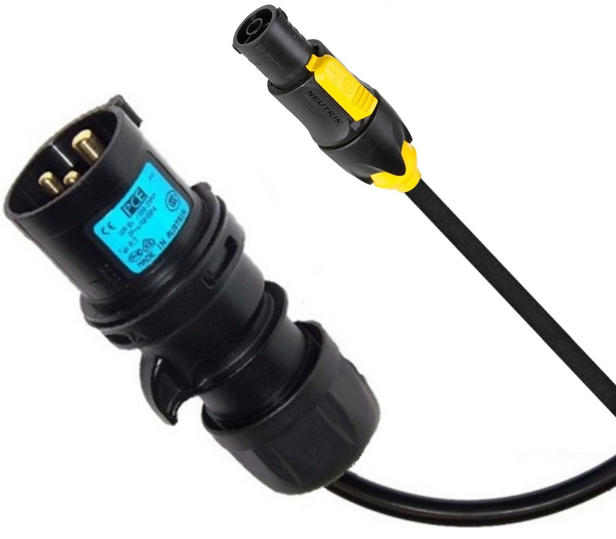 CAVO ALIMENTAZIONE RETE 5 MT SPINA CEE PCE-013-6X IN MASCHIO 16A-3P USCITA PRESA NEUTRIK POWERCON TRUE-1 16A OUT POWER-LINK-CORD ISOLAMENTO NEOPRENE H07RN-F 3X2.5MM2 - TechSoundSystem.com