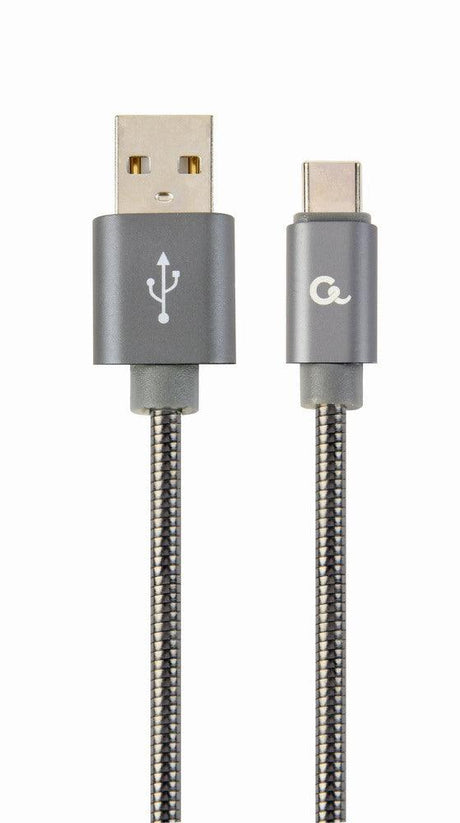 CABLEXPERT CAVO TYPE-C USB INTRECCIATO IN COTONE CON CONNETTORI METALLICI, 2 M, NERO - TechSoundSystem.com