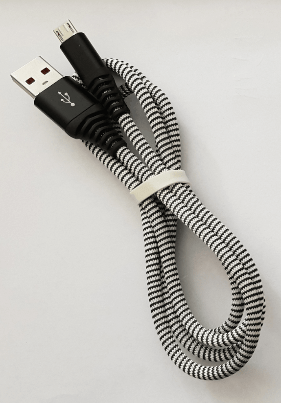 CABLEXPERT PREMIUM COTTON BRAIDED MICRO-USB CHARGING AND DATA CABLE, 1 M, BLACK/WHITE - TechSoundSystem.com