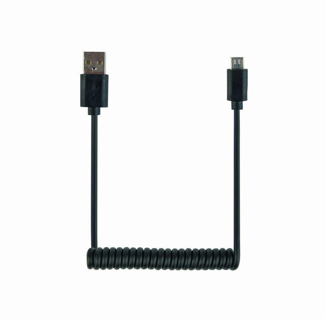 CABLEXPERT COILED MICRO-USB CABLE, 1.8 M, BLACK - TechSoundSystem.com