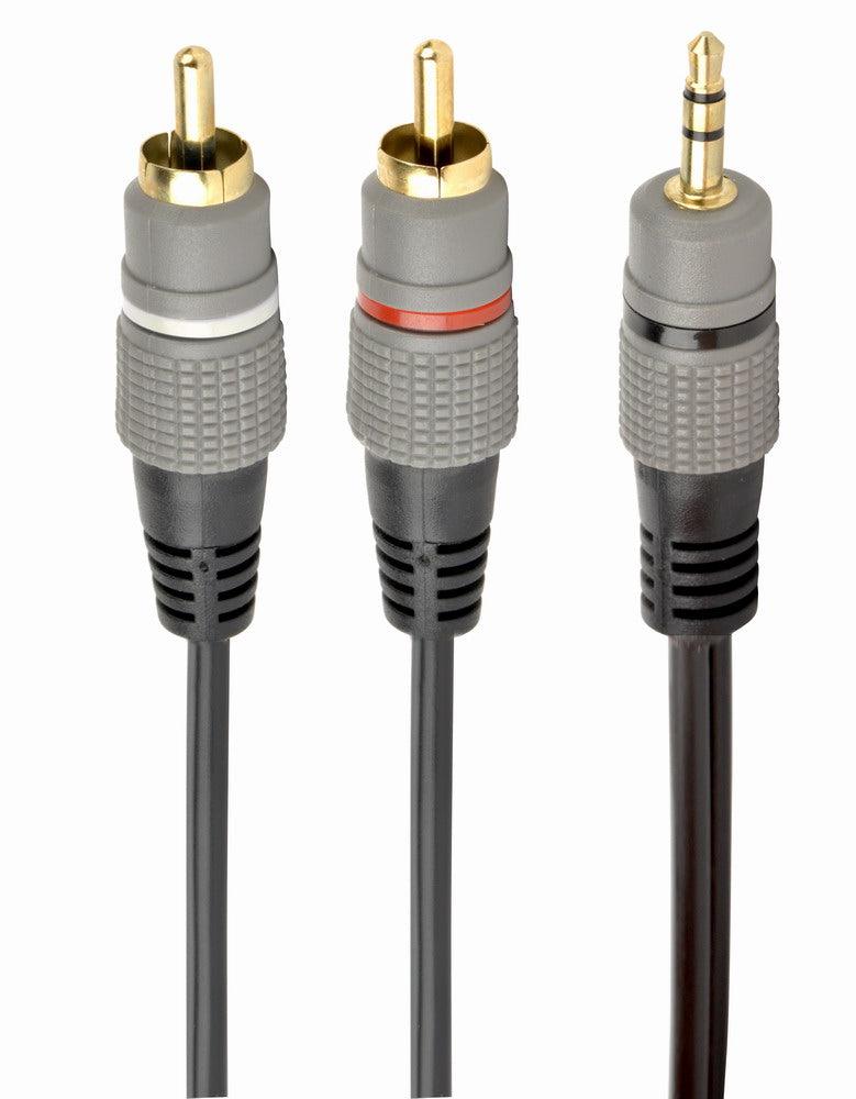 CABLEXPERT 3.5 MM STEREO PLUG TO 2*RCA PLUGS 10M CABLE, GOLD-PLATED CONNECTORS - TechSoundSystem.com