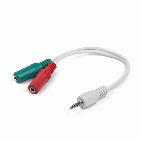 CABLEXPERT 3.5 MM 4-PIN PLUG TO 3.5 MM STEREO + MICROPHONE SOCKETS ADAPTER CABLE, WHITE - TechSoundSystem.com