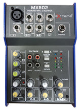 EXTREME MX502 MIXER 3 CANALI COMPATTO PER LIVE PHANTOM POWER +48V + CD TAPE IN E OUT