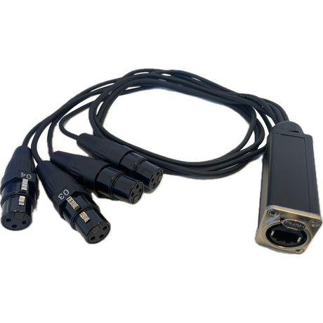 EXTREME RSA60-4F-3FT EXTENDER AUDIO - DMX SU RJ45 CON 4 CONNETTORI XLR FEMMINA FRUSTA DA 90CM - TechSoundSystem.com