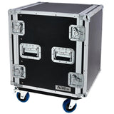 FLYHT PRO RACK 12U 19'' 45CM FLIGHT CASE 4 MANIGLIE 8 CHIUSURE RUOTE 100MM 2+2 CON FRENO