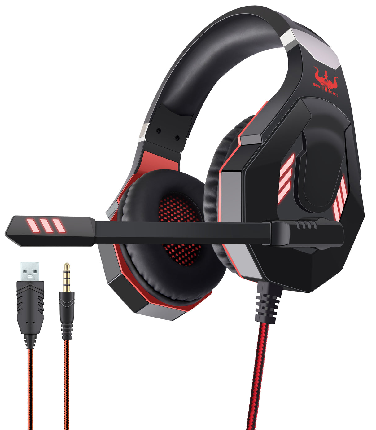 OVLENG GT 93R Cuffia gaming USB con led rosso