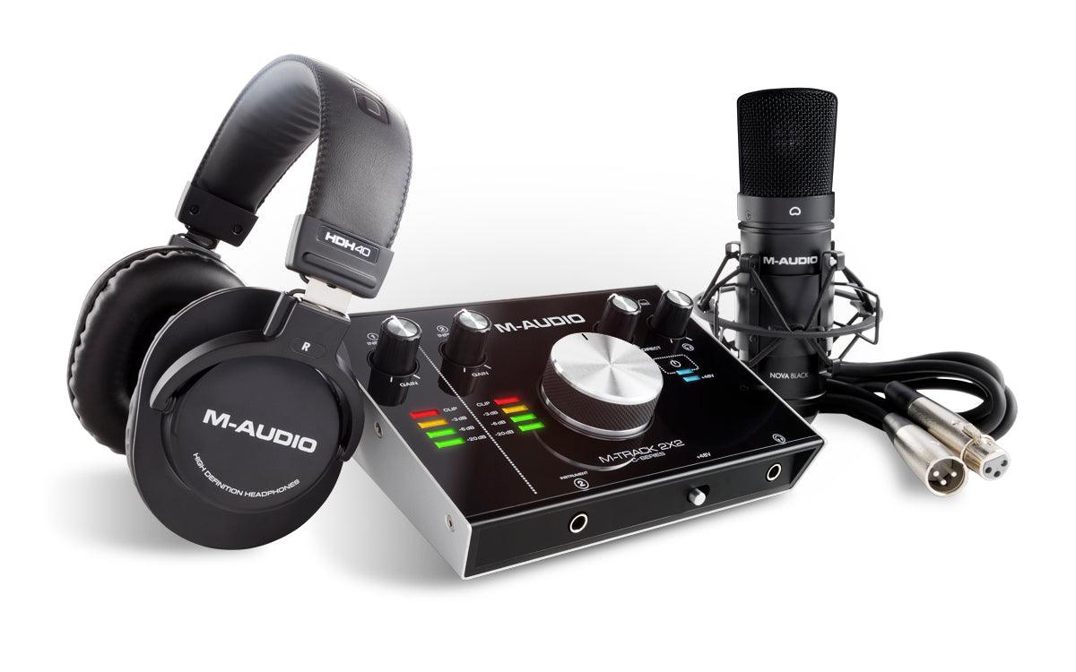 M-AUDIO M-TRACK 2x2 VOCAL STUDIO PRO KIT HOME RECORDING CON MICROFONO SCHEDA AUDIO USB CUFFIE E CAVO - TechSoundSystem.com