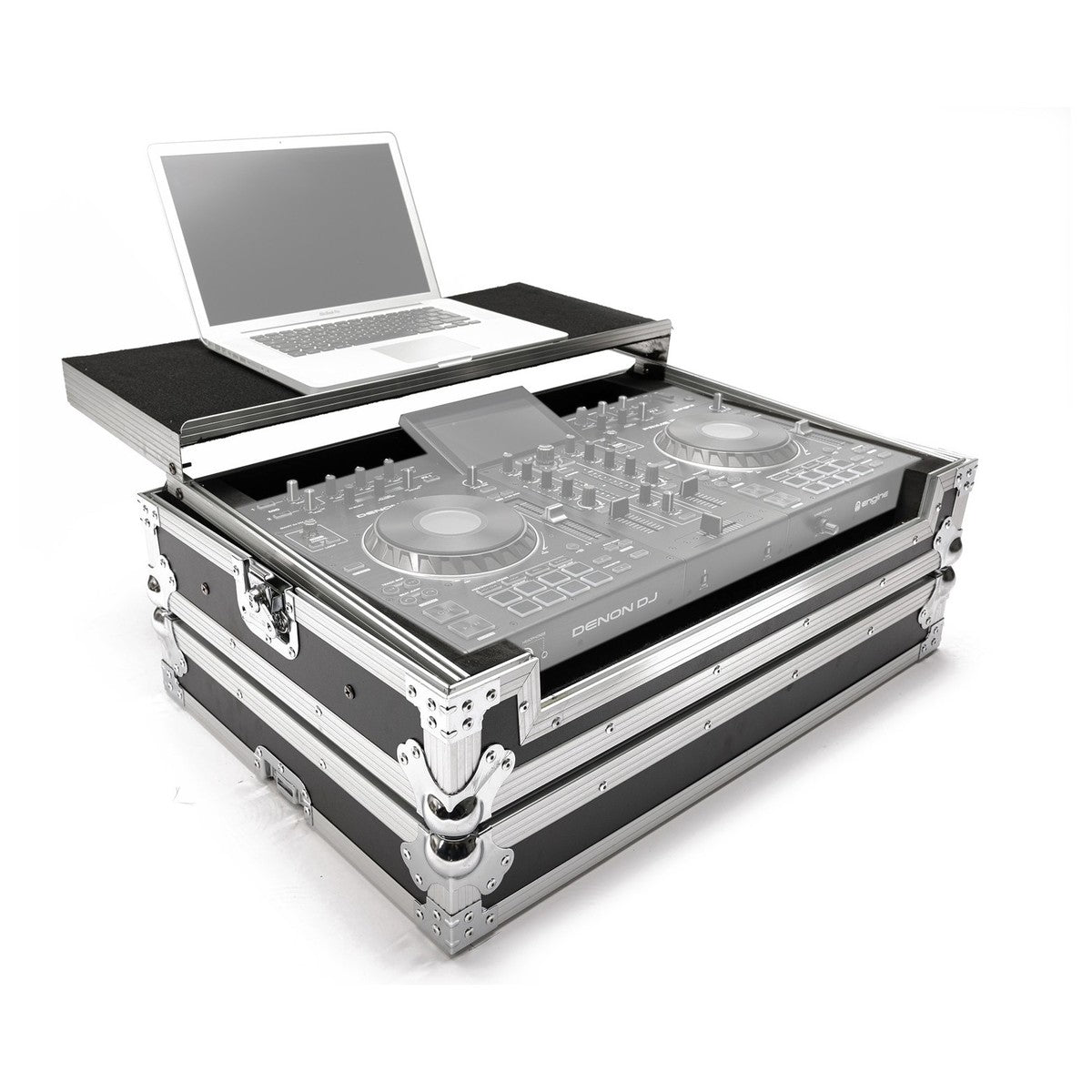 MAGMA DJ CONTROLLER WORKSTATION PRIME 2 FLIGHT CASE PER DENON PRIME 2 CON PIATTAFORMA PER LAPTOP - TechSoundSystem.com