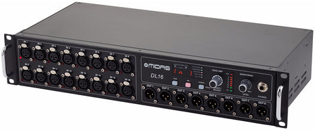 MIDAS DL16 STAGE BOX DIGITALE PER SERIE M32 CON 16 PREAMPLIFICATORI MICROFONICI 8 USCITE XLR OUT ADAT USB AESEBU MIDI