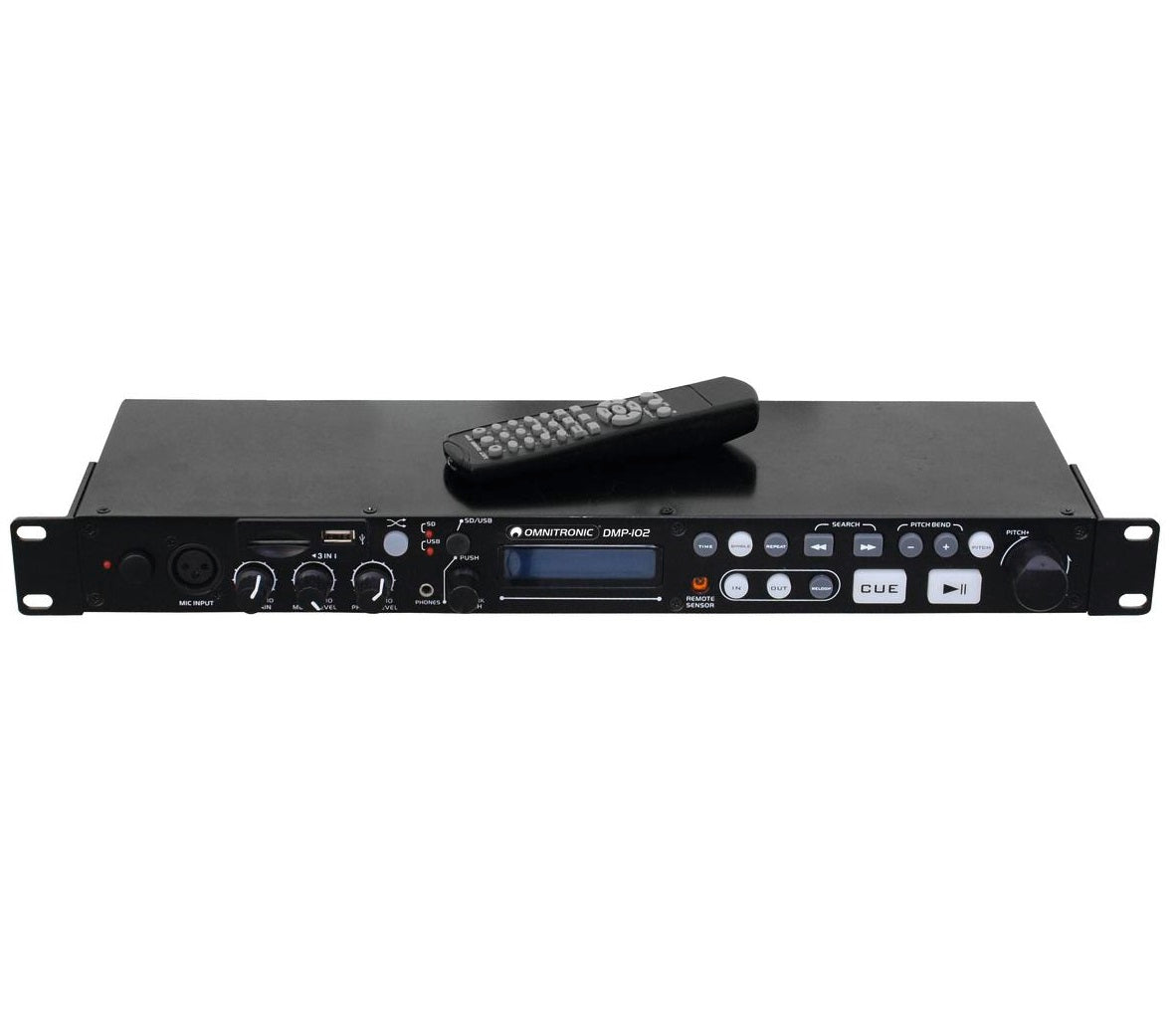 OMNITRONIC DMP-102 LETTORE USB-SD A RACK 1 UNITA' + INGRESSO MICROFONO XLR - TechSoundSystem.com