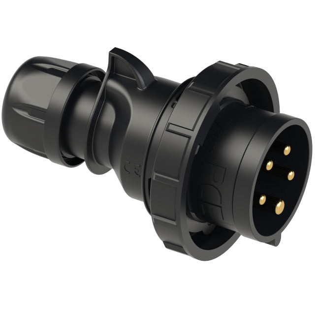 PCE-0252-6X SPINA CEE 32A 5P (3P+N+T) 400V IP67 5 POLI MASCHIO SHARK BLACK - TechSoundSystem.com