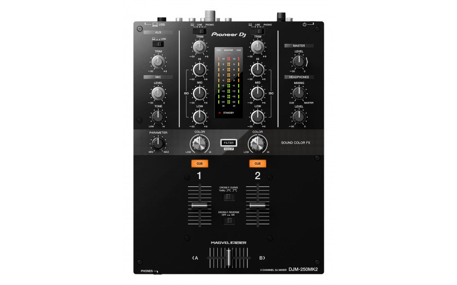 PIONEER DJM250 MK2 MIXER PER DJ 2 CANALI CON EFFETTI + REKORDBOX DVS READY + USB + CONVERTITORE 24 BIT