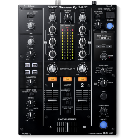 PIONEER DJM450 BLACK MIXER DJ 2 CANALI SCHEDA AUDIO 24BIT USB NERO