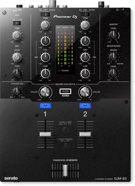 PIONEER DJMS3 MIXER DJ 2 CANALI + CANALE MICROFONO PER SERATO DJ